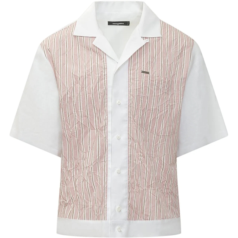 Dsquared2 Haut décontracté Camicia a Maniche Corte con Righe e Tasche weiß