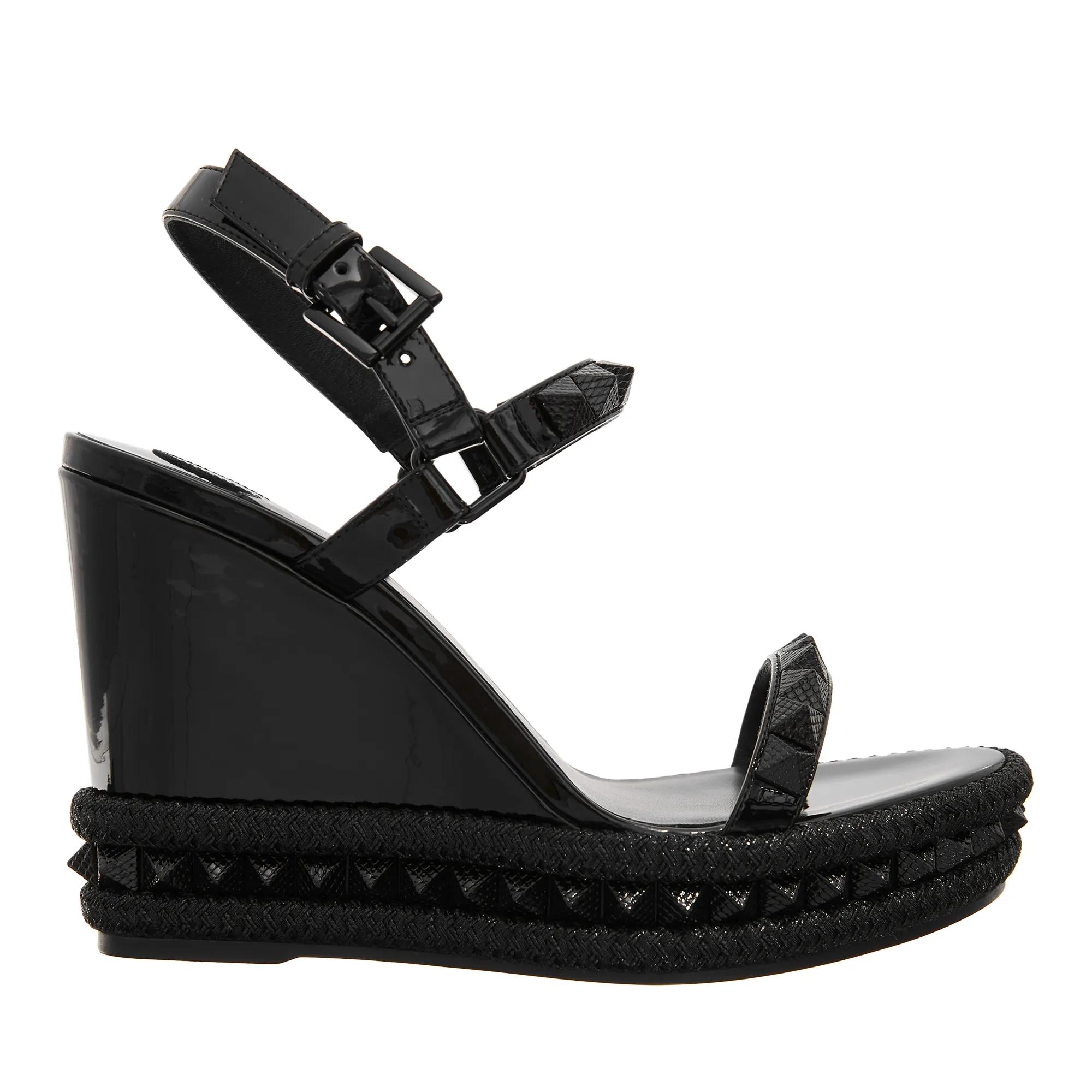 Christian Louboutin Sandalen - Pyraclou Espadrilles Cork - Gr. 37 (EU) - in Schwarz - für Damen - aus Synthetisches Material & Leder & Leder & Leder