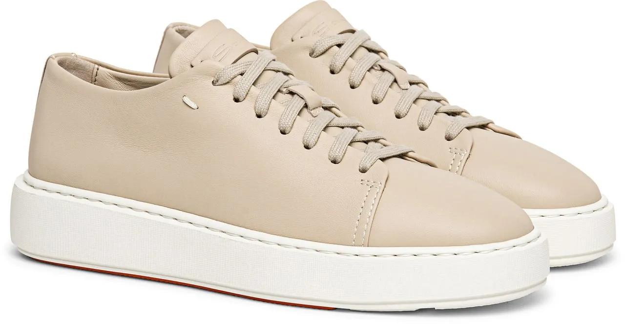 Thumbnail - Santoni Low-Top Sneaker - Beige Lace-Up Sneakers - Gr. UK_3_5 - in Weiß - für Damen