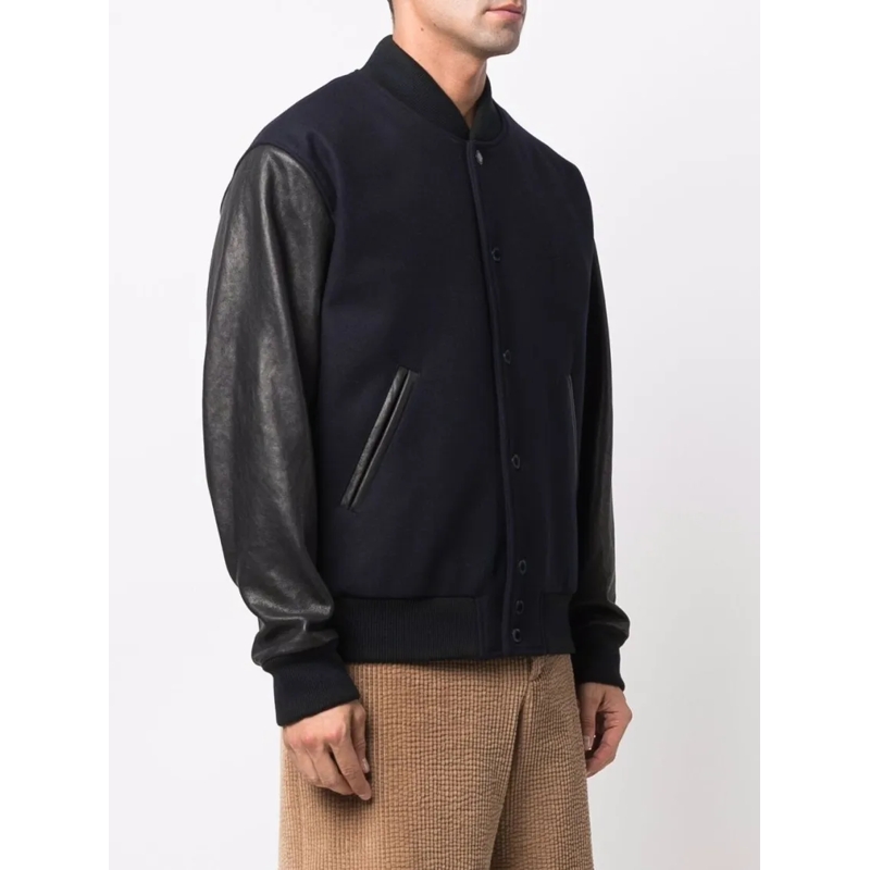 Golden Goose Bomberjack Panelled Design Baseball Collar Jacket Black
