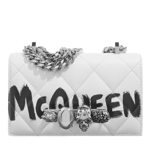 Alexander McQueen Mini Jewelled Satchel White Black Cross body-väskor