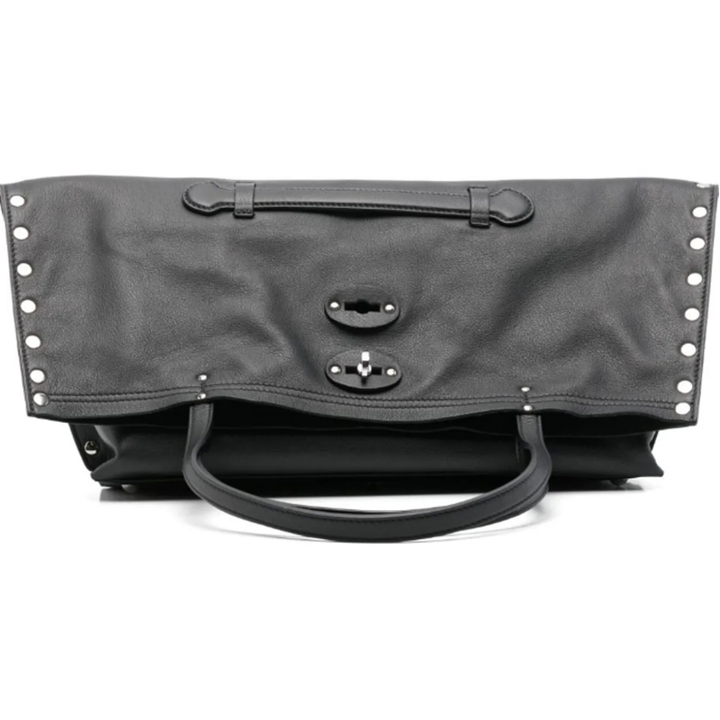 Zanellato Tote Black Leather Tote Bag With Decorative Studs Black