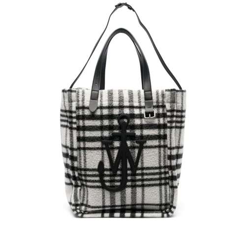 J.W.Anderson Tote Belt Plaid-Check Virgin-Wool Tote Bag White