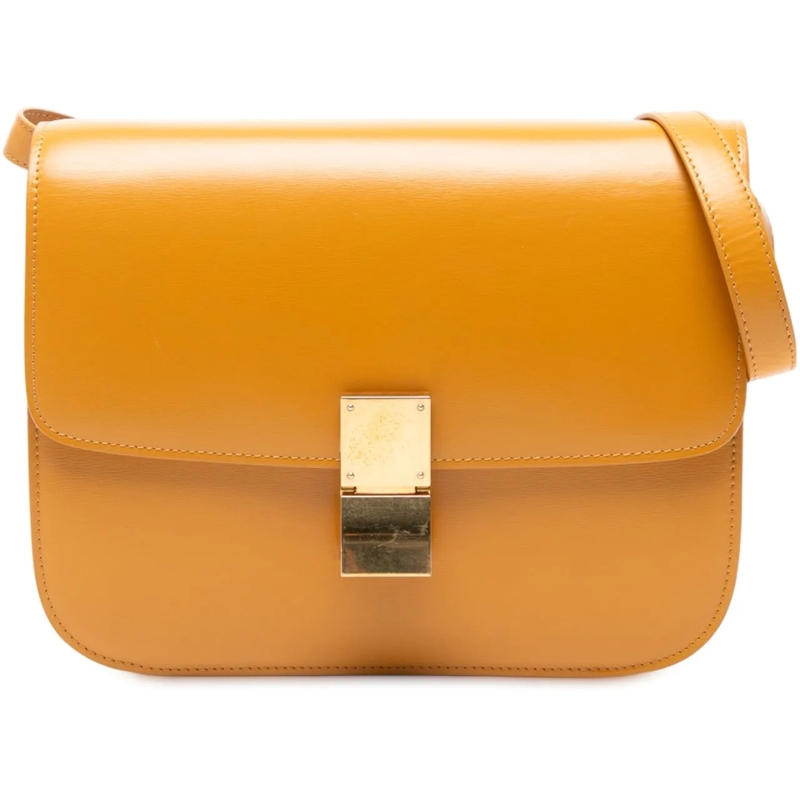 Celine Schultertasche Medium Calfskin Classic Box gelb