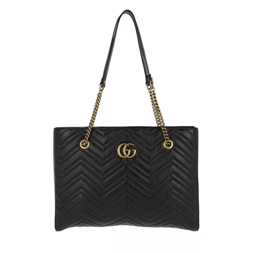 Gucci Marmont Matelassé Medium Tote Black Rymlig shoppingväska