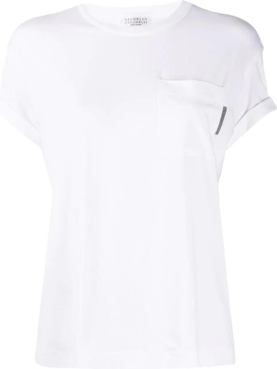 Thumbnail - Brunello Cucinelli - Rolled Sleeve White T-Shirt With Subtle Pocket Det - Größe L - weiß
