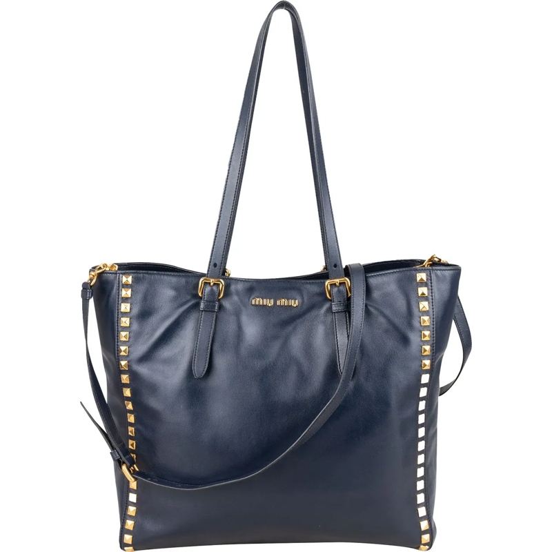 Miu Miu Tote Miu Miu Blue Leather Spikes Shoulder Bag blau