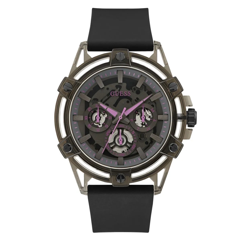 Guess Automatikuhr Quarz-Analoguhr Sporting Pink schwarz