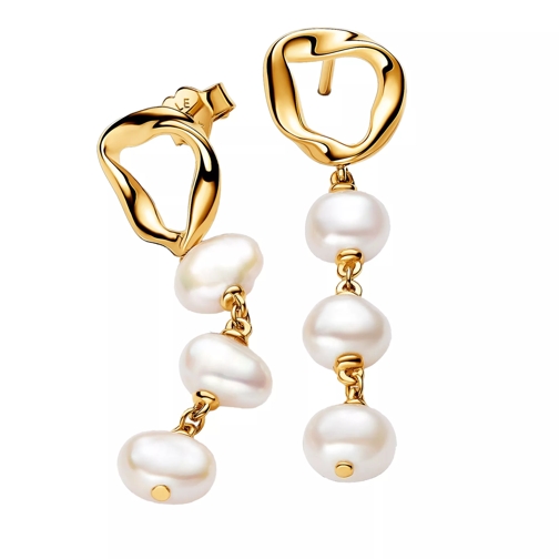 Pandora 14k Gold-plated drop earrings with baroque treated White Örhänge