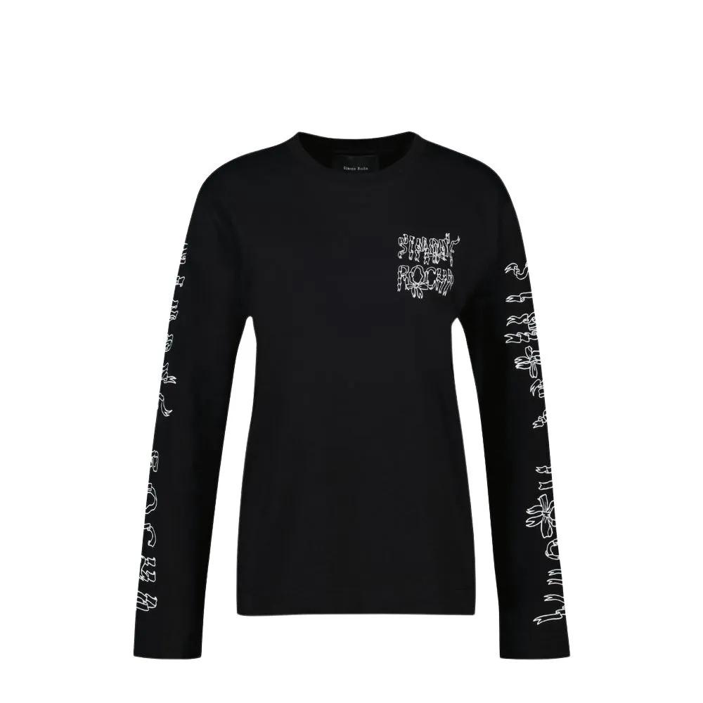 Simone Rocha - Long Sleeve T-Shirt With Ribbon - Cotton - Black - Größe XS - schwarz