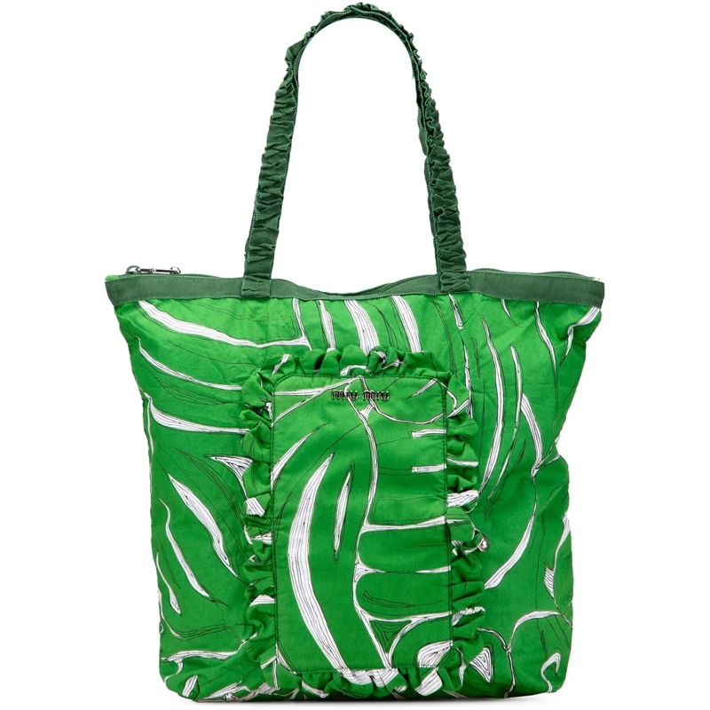 Miu Miu Shopper Canvas Printed Ivy Tote grün