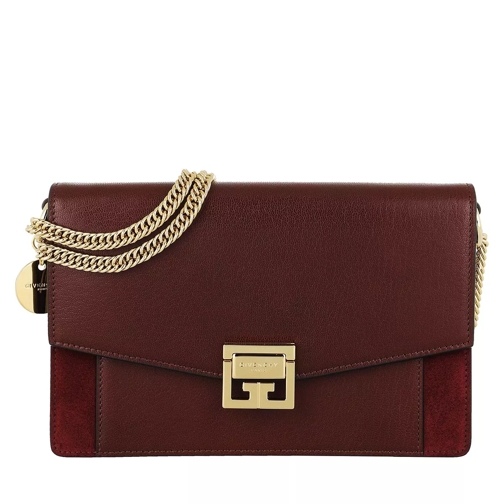 Givenchy Mini GV3 Wallet On Chain Leather Burgundy Portafoglio a catena