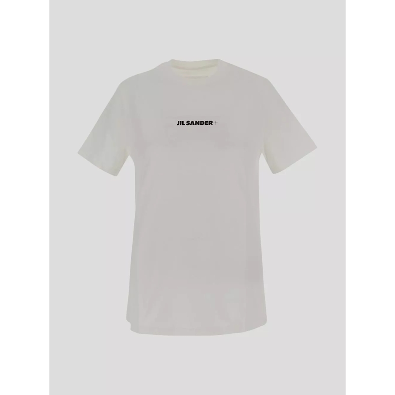 Jil Sander T-Shirt White T-Shirt With Contrasting Logo Print Weiß