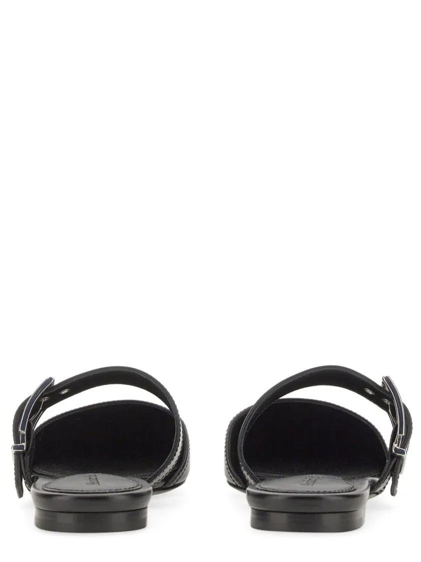 サンダル・ミュール alexander mcqueen Black mesh and leather Punk slippers Alexander Mcqueen Black Mesh And Leather Punk Slippers