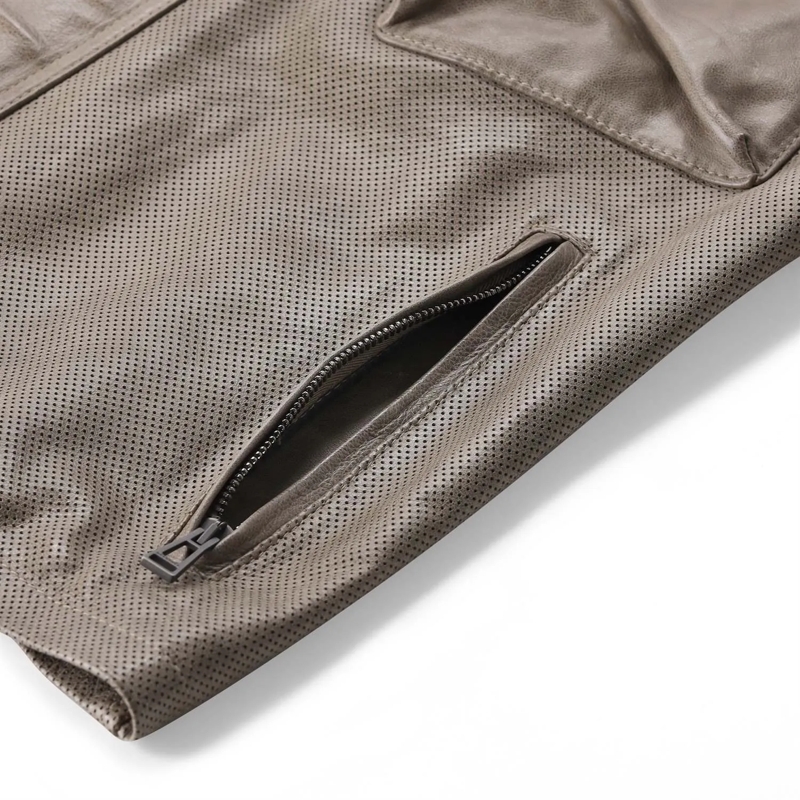 Belstaff Veste de transition Jacke aus Leder grau(Image 6)