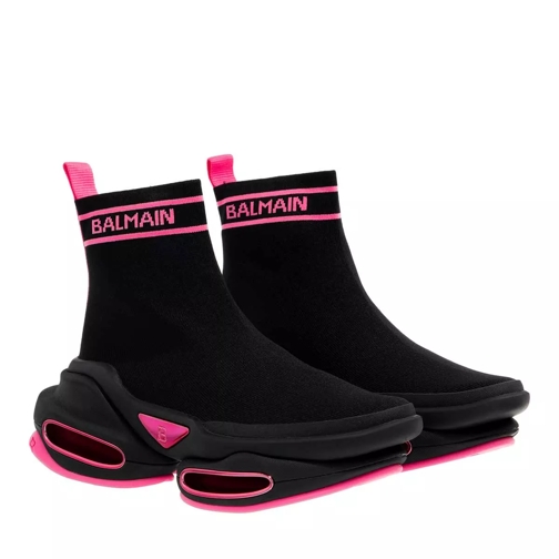 Balmain B-Bold mesh high-top sneakers with Balmain logo Black/Pink högsko sneaker
