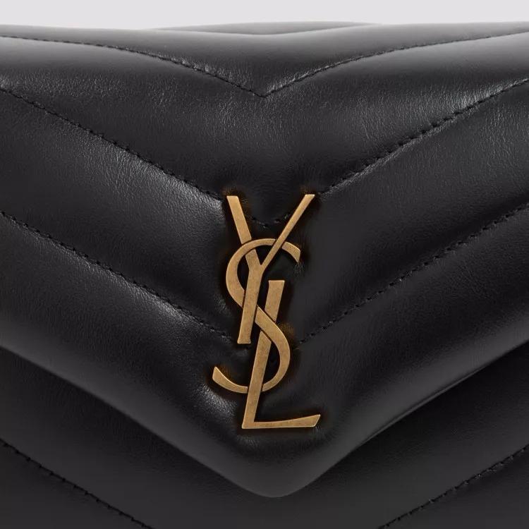 Saint Laurent Crossbody bags Black Leather Loulou Mini Bag in zwart