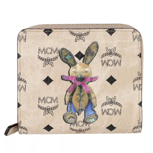 MCM Rabbit Zippered Wallet Mini Beige Portemonnaie mit Zip-Around-Reißverschluss