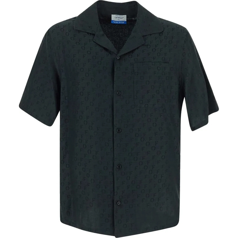 Off-White Casual top camicia monogramma jacquard nera schwarz