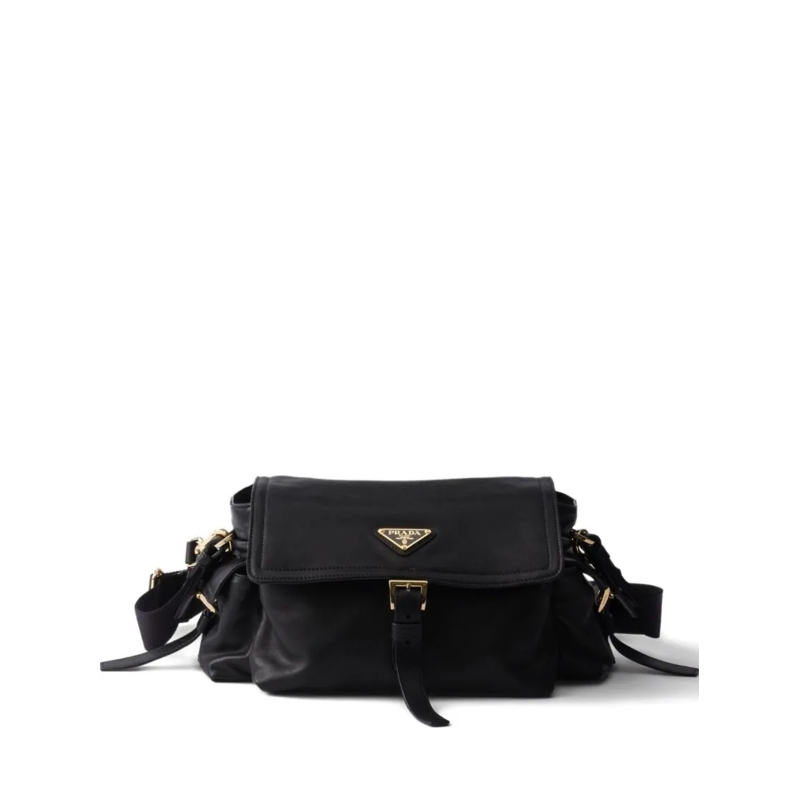 Prada Schultertasche Soft Lamb Leather Rectangular Bag Black