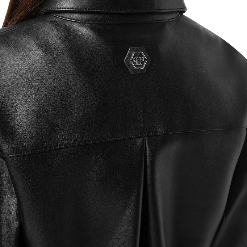 Philipp Plein Hemd Lederhemd Signature schwarz(Image 5)