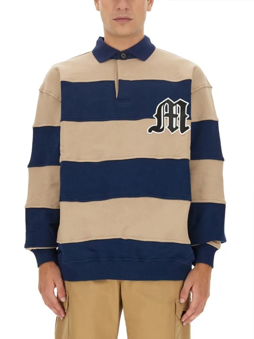 Thumbnail - MSGM - Oversized Sweatshirt With Classic Polo Collar - Größe M - bunt