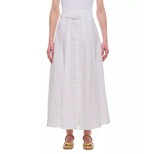 Gabriela Hearst Dugald Midi Cotton Skirt White 