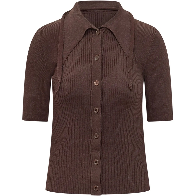 Pinko Poloshirt Polo a Coste con Bottoni braun