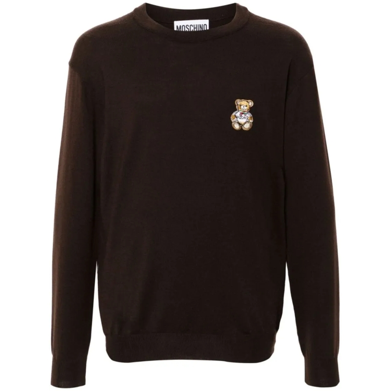 Moschino Trui Coffee Brown Virgin Wool Sweater Black