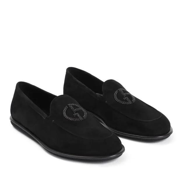 Giorgio Armani Loafers & Ballerinas - Black Goat Leather Slip-On Mules - Gr. 10 - in Schwarz - für Damen