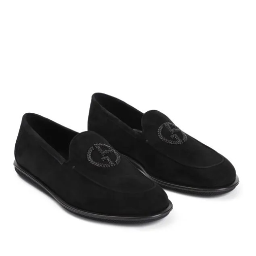 Giorgio Armani Black Goat Leather Slip-On Mules Black Mocassin