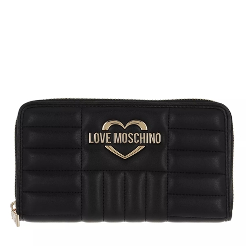 Love Moschino Portafogli Quilted Nappa Pu  Nero Portemonnaie mit Zip-Around-Reißverschluss