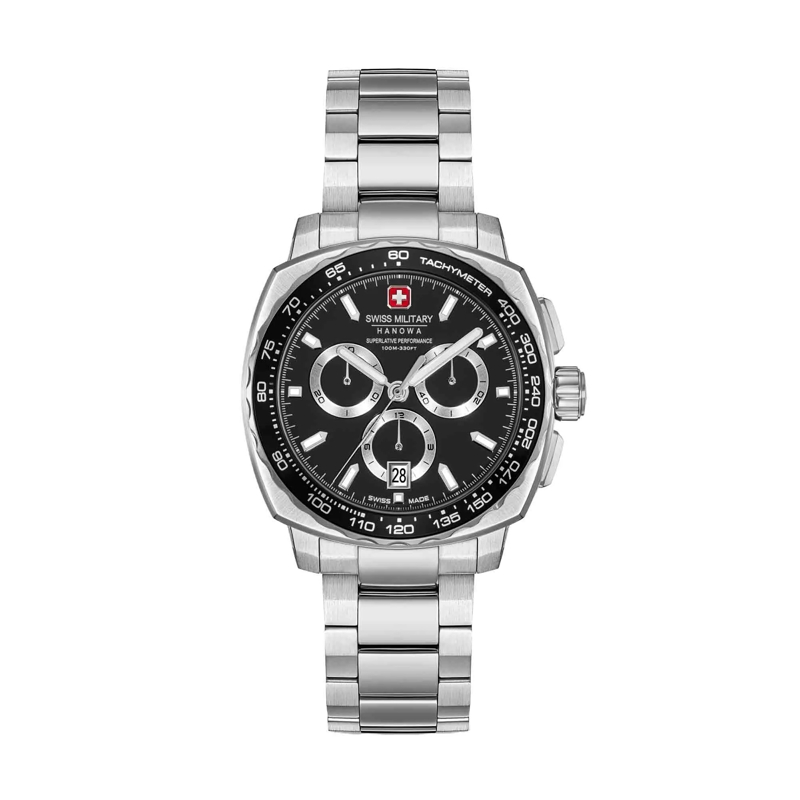 Swiss Military Hanowa Chronograph Quarzuhr Speedwell- 3 Zeiger Uhr- Wasserbeständ schwarz