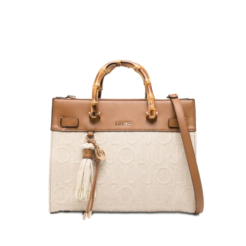 LIU JO Sac à bandoulière Textured Beige Handbag With Bamboo-Style Handles Neutrals