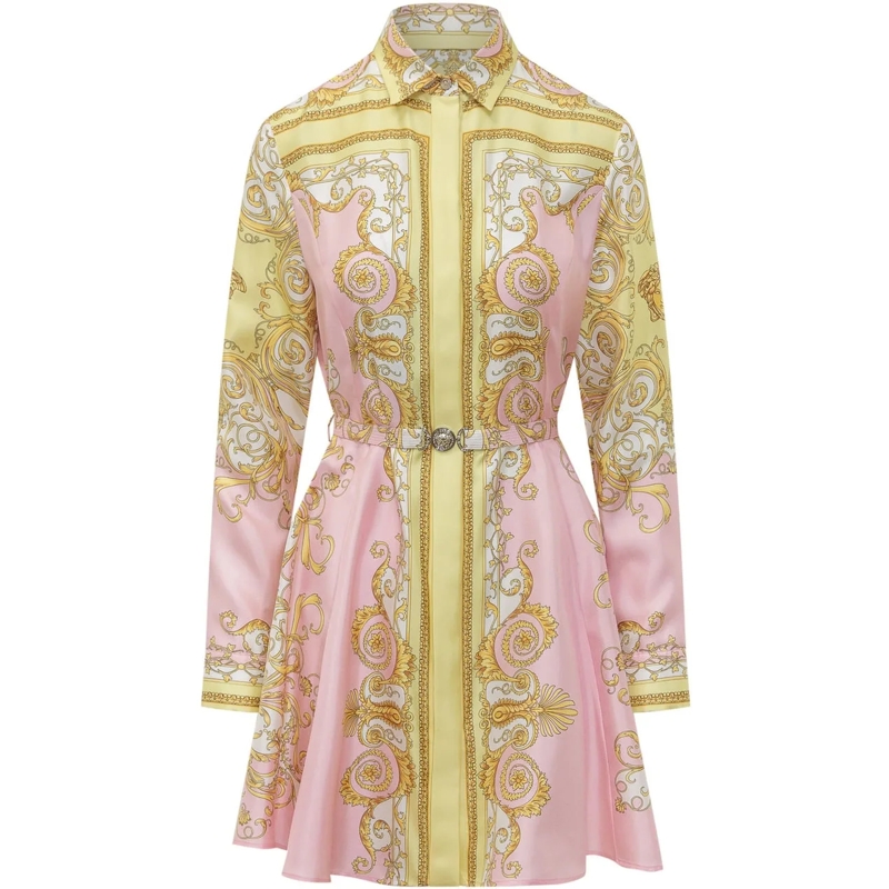 Versace Minikleid Abito In Twill Di Seta Con Stampa Barocca rose