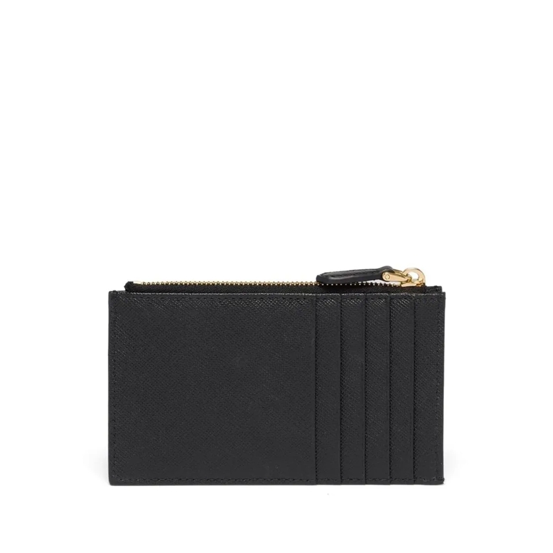 Prada Geldbörse Leather Logo-Plaque Card Holder Black