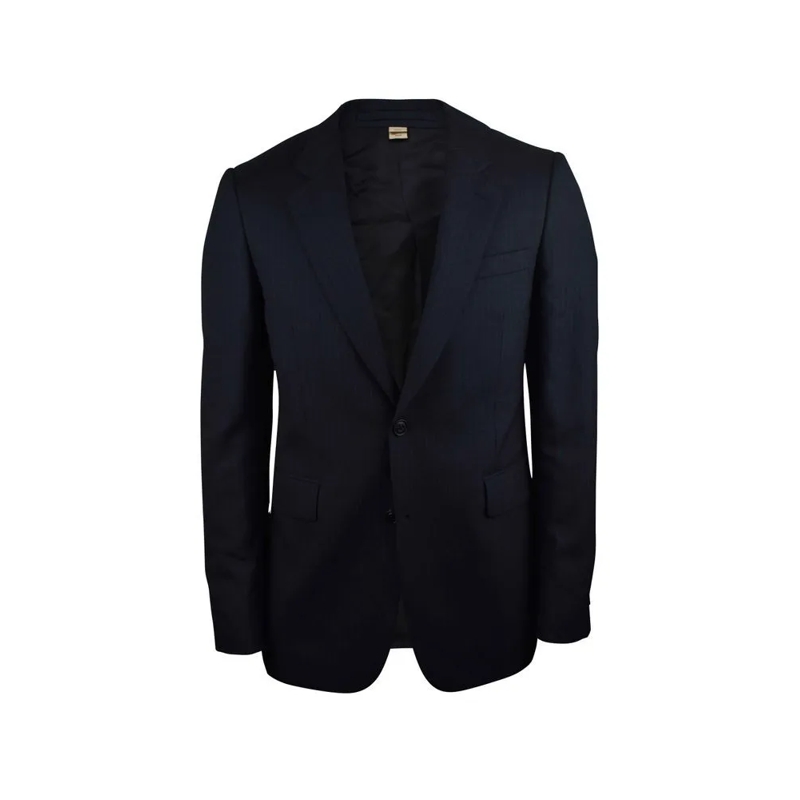 Burberry Blazer Navy Blue Pinstripe Suit Jacket Black