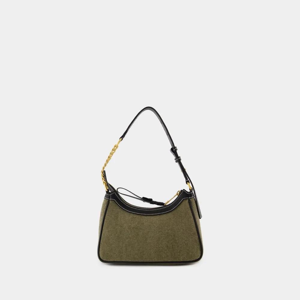 Balmain Shoppers B-Army Shoulder Bag Canvas Khaki Black in groen
