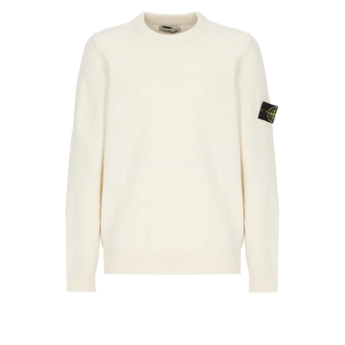 Stone Island White Sweater With Logo White Maglione