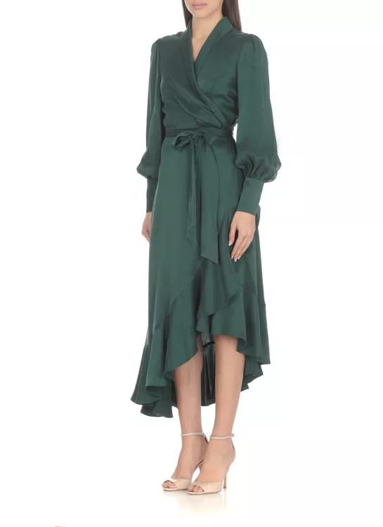 Zimmermann Silk Wrap Midi Dress Green