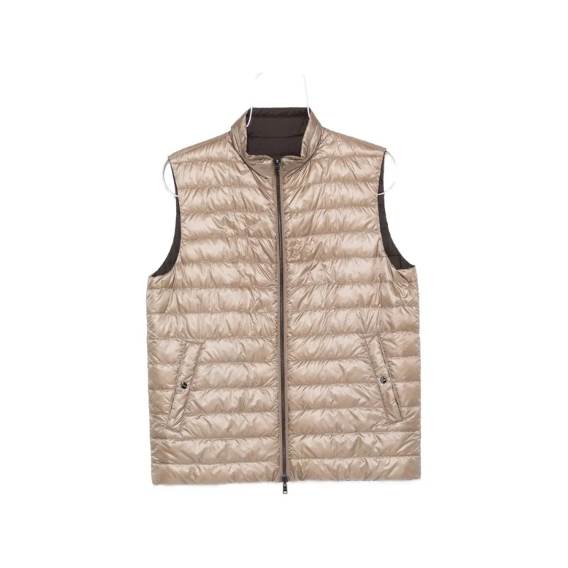 Herno Daunenjacke Reversible Quilted Vest With Zipper Closure Neutrals