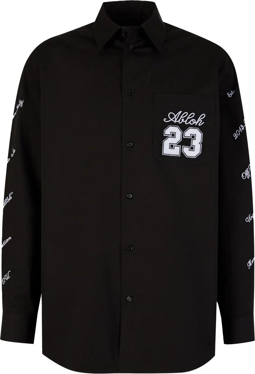 Thumbnail - Off-White - Embroidered Cotton Shirt - Größe S - schwarz
