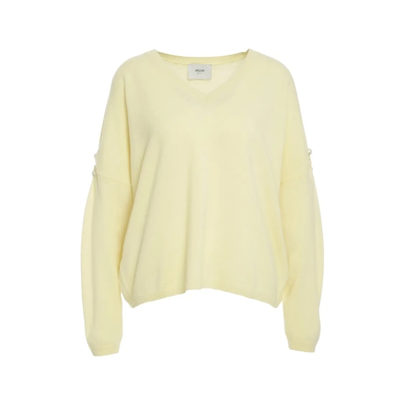 Mvm Trui Cashmere Sweater With Pearls Yellow