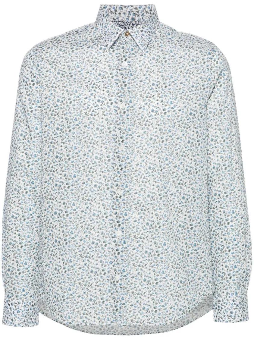 Paul Smith - White Floral Print Cotton Shirt - Größe XL - weiß