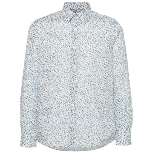 Paul Smith White Floral Print Cotton Shirt White Hemden