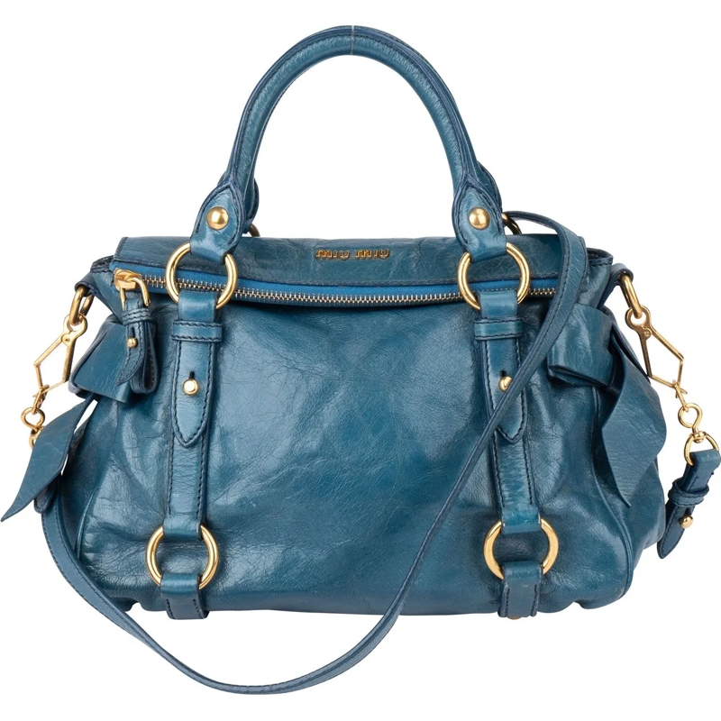 Miu Miu Tote Miu Miu Blue Leather Satchel City Handbag blau