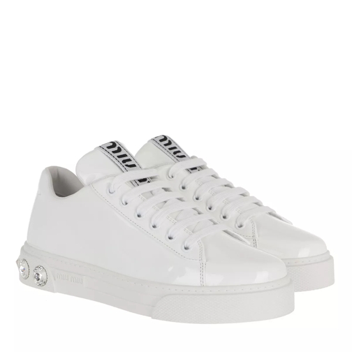 Miu Miu Crystal Sneakers Leather White Low-Top Sneaker