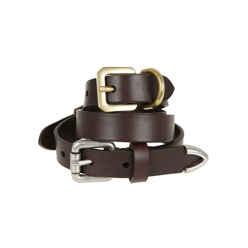 Etro Gürtel Multicoloured Calf Leather Belt With Dual Buckles Brown