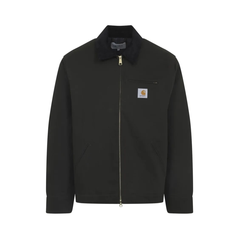 Carhartt Wip  Zip-Up Green Cotton Jacket With Structured Collar Black