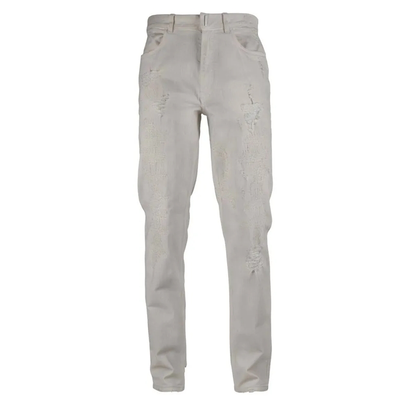 Givenchy Jeans Off-White Slim-Fit Jeans With Ripped Detail Grey